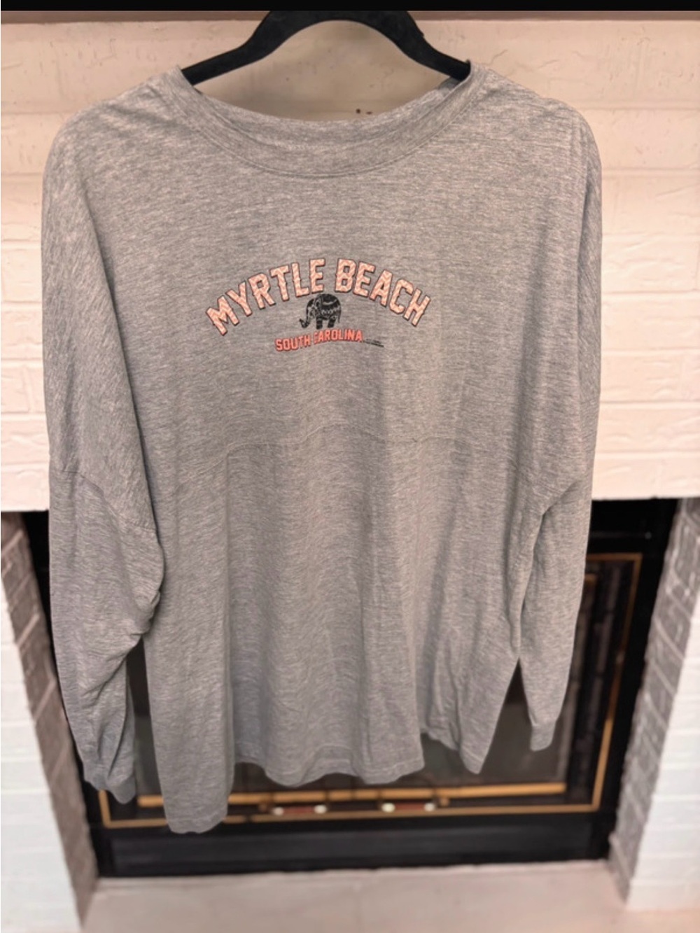 Myrtle Beach Graphic Long-Sleeve Tee - Gray with Pink Accent